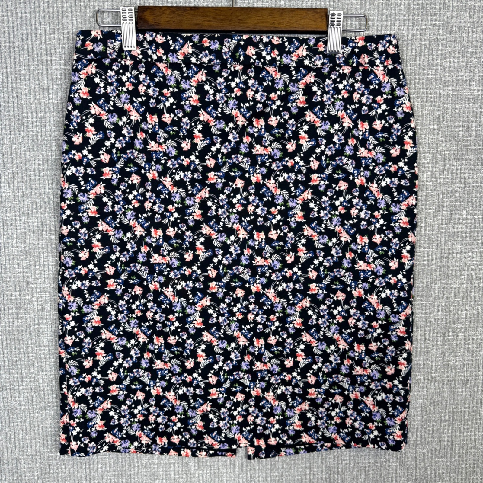 Liz Claiborne Career Floral Pencil Skirt Stretch Cotton Blend Sz 6 Cottage Prep